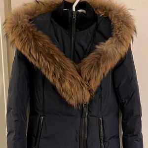 Mackage Navy Blue Coat with Fur